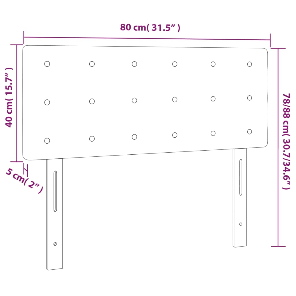 Hoofdbord LED 80x5x78/88 cm kunstleer cappuccinokleurig