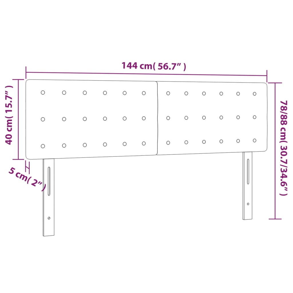 Hoofdbord LED 144x5x78/88 cm kunstleer zwart