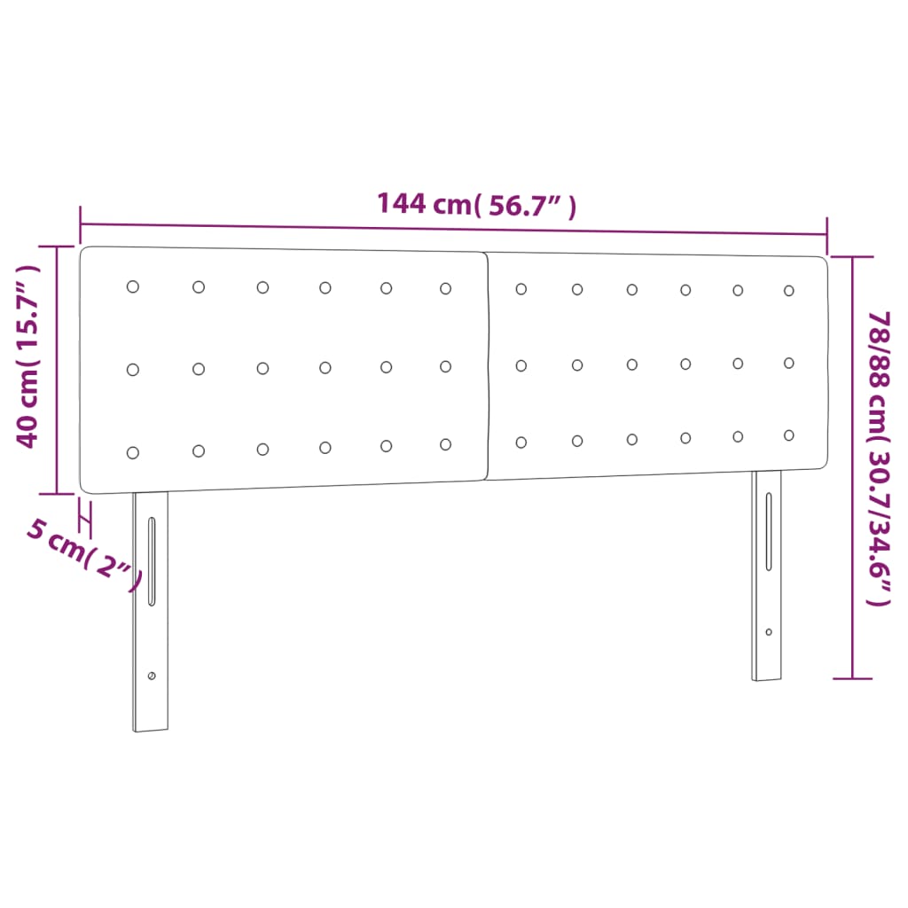 Hoofdbord LED 144x5x78/88 cm kunstleer wit