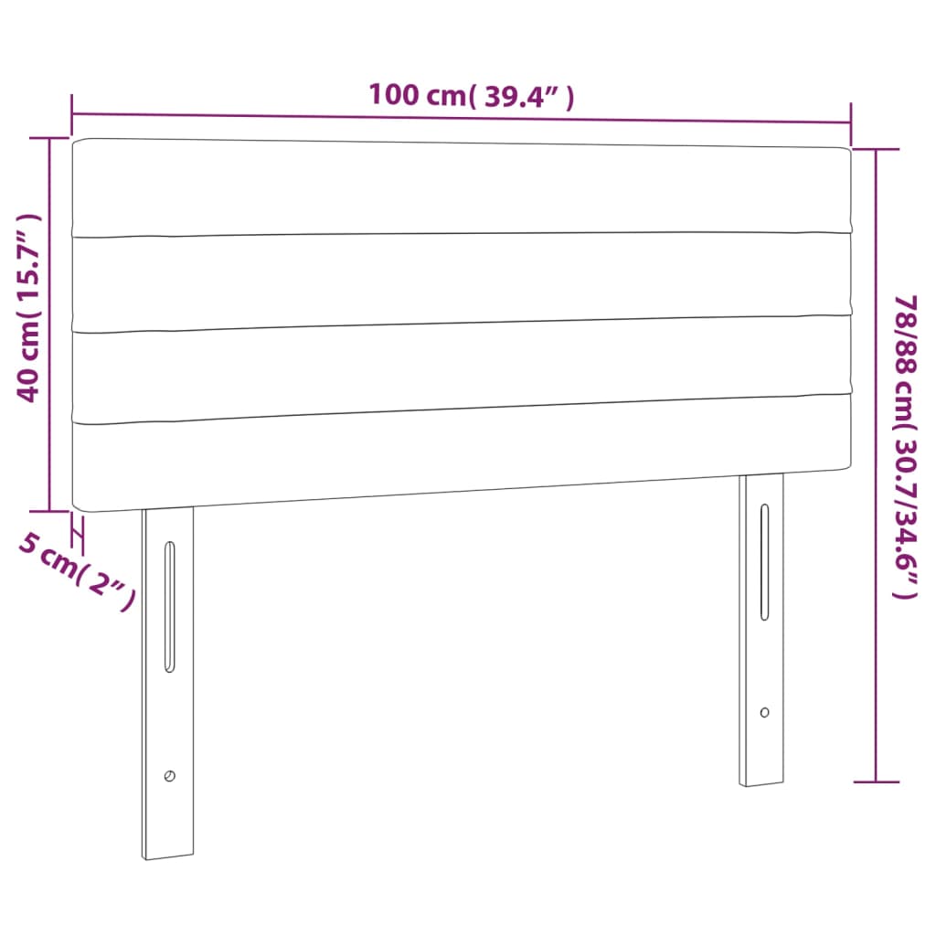 Hoofdbord LED 100x5x78/88 cm stof donkergrijs