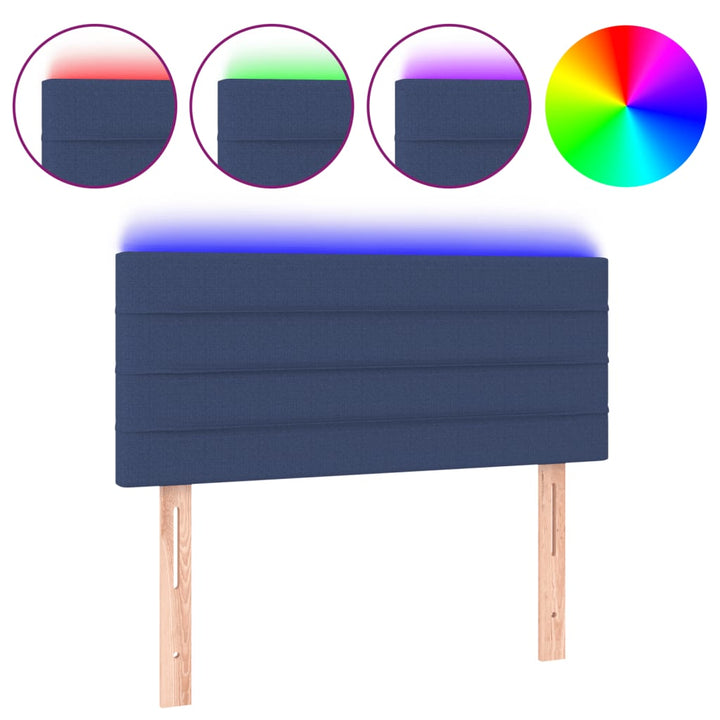 Hoofdbord LED 100x5x78/88 cm stof blauw