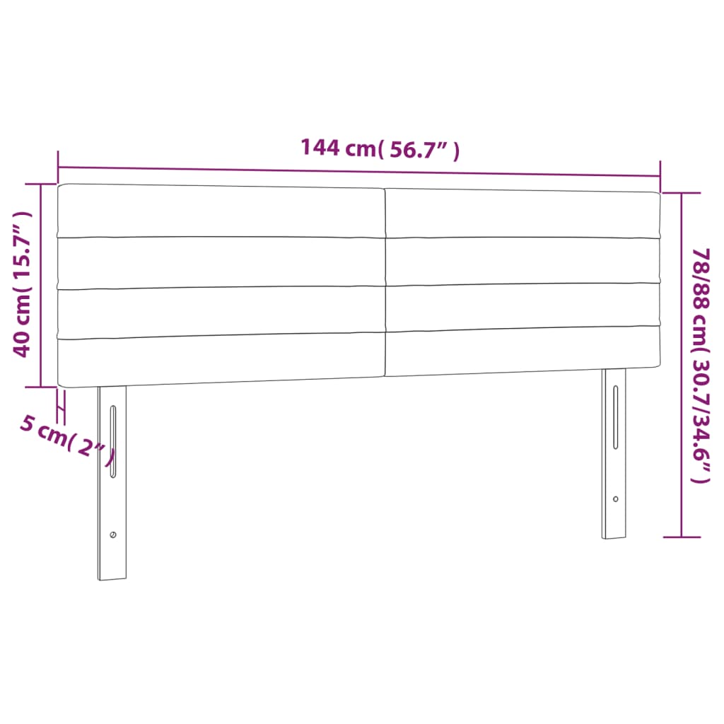 Hoofdbord LED 144x5x78/88 cm stof taupe