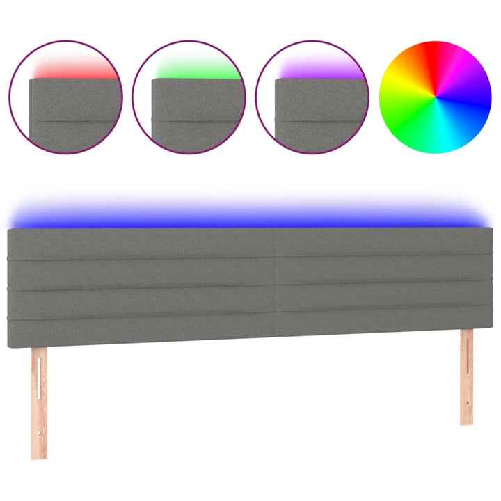 Hoofdbord LED 200x5x78/88 cm stof donkergrijs