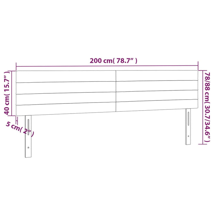 Hoofdbord LED 200x5x78/88 cm stof donkergrijs