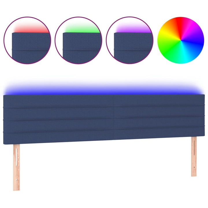 Hoofdbord LED 200x5x78/88 cm stof blauw