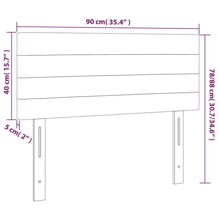 Hoofdbord LED 90x5x78/88 cm fluweel zwart