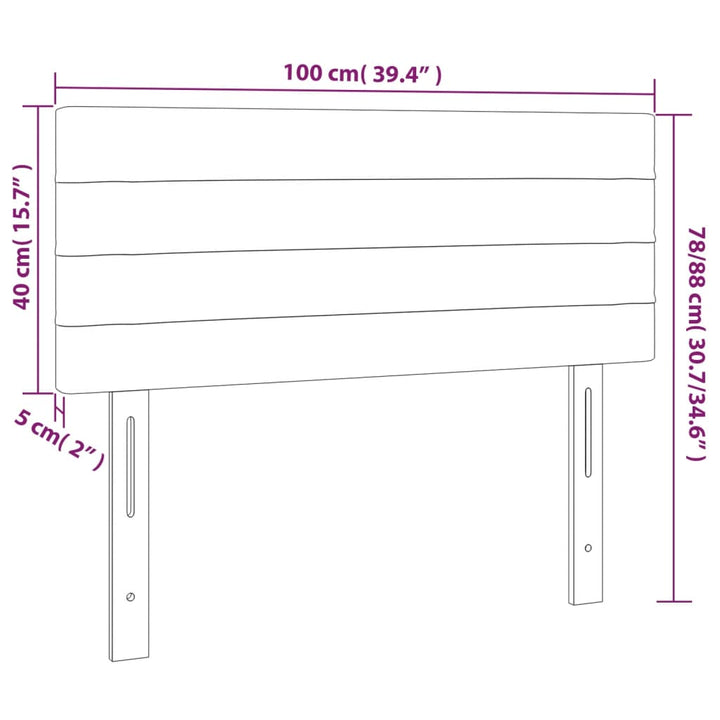 Hoofdbord LED 100x5x78/88 cm fluweel lichtgrijs