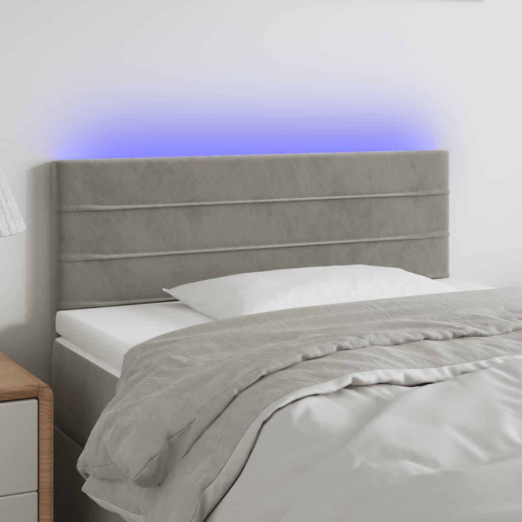 Hoofdbord LED 100x5x78/88 cm fluweel lichtgrijs
