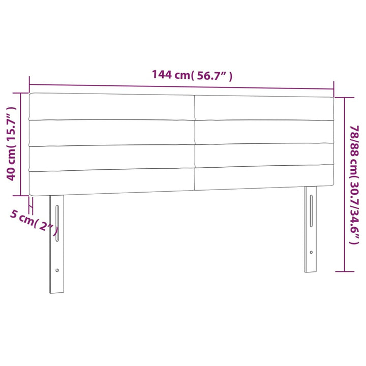 Hoofdbord LED 144x5x78/88 cm fluweel donkergrijs