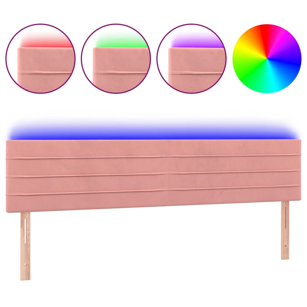 Hoofdbord LED 160x5x78/88 cm fluweel roze