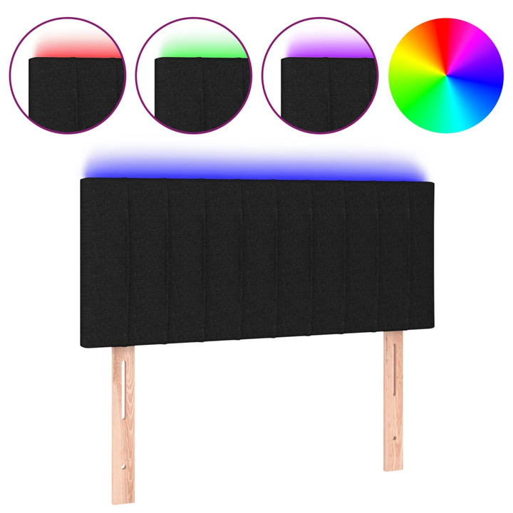 Hoofdbord LED 90x5x78/88 cm stof zwart