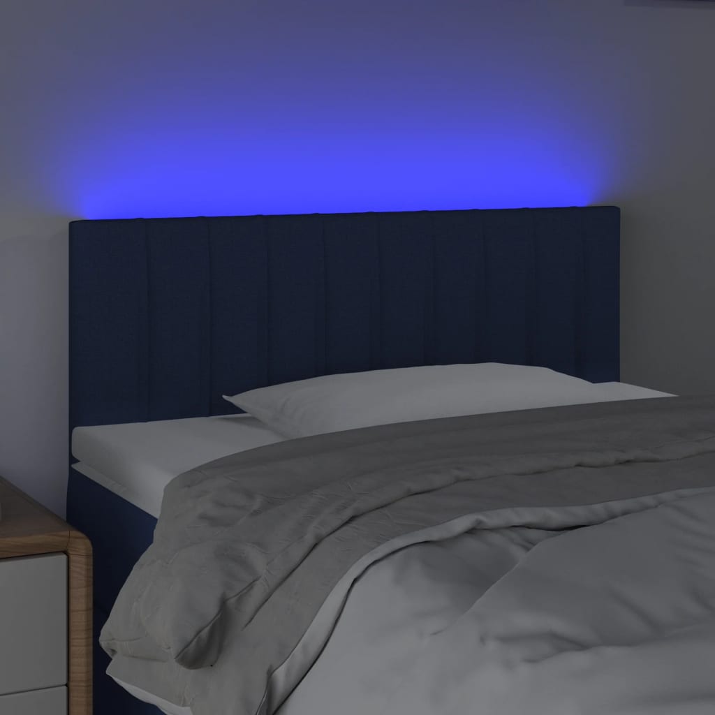 Hoofdbord LED 90x5x78/88 cm stof blauw