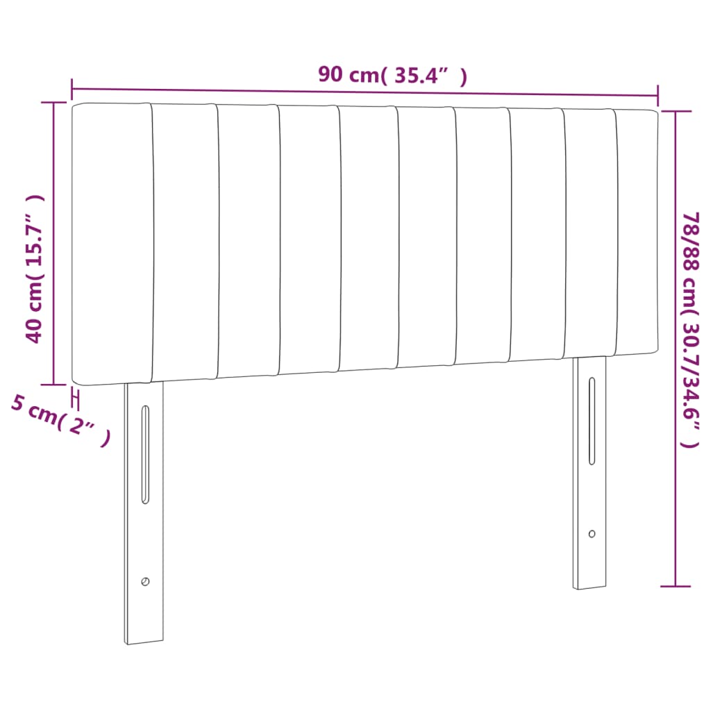 Hoofdbord LED 90x5x78/88 cm stof blauw