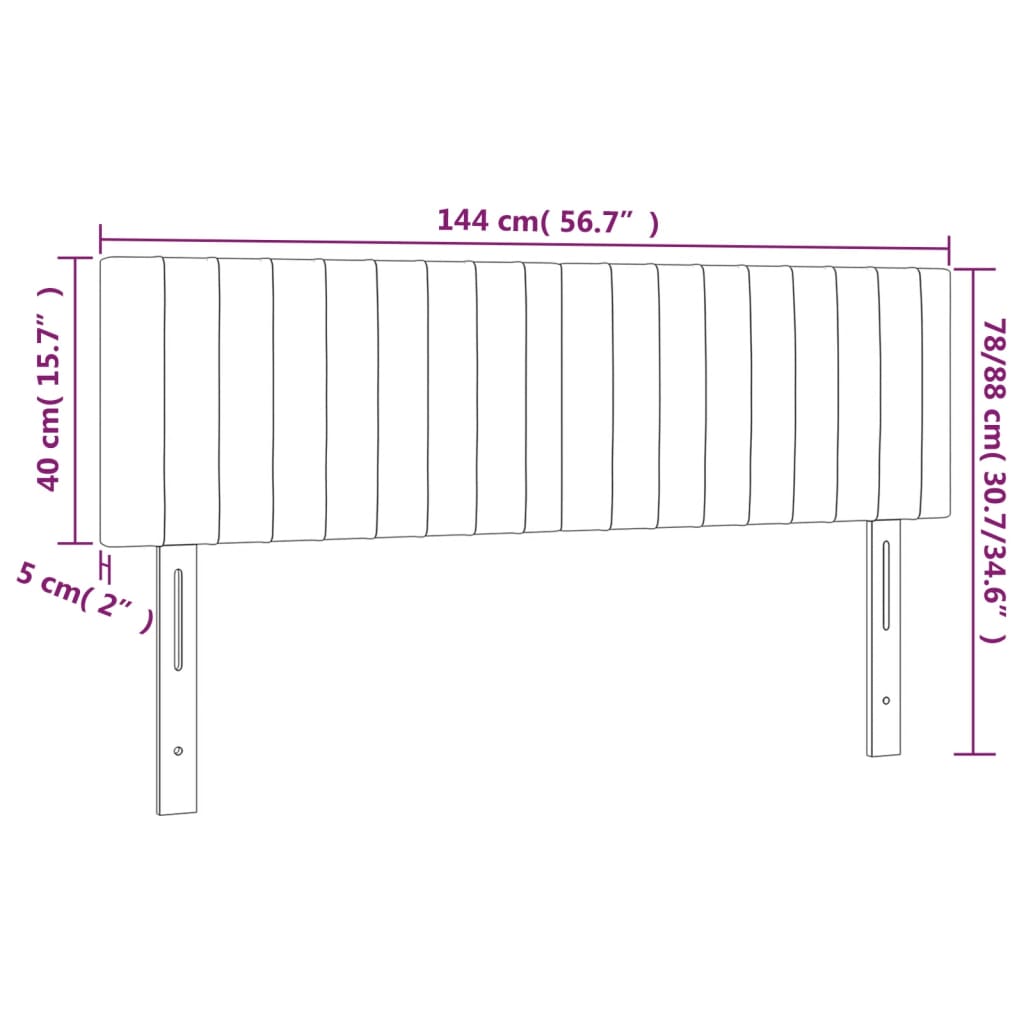 Hoofdbord LED 144x5x78/88 cm stof zwart