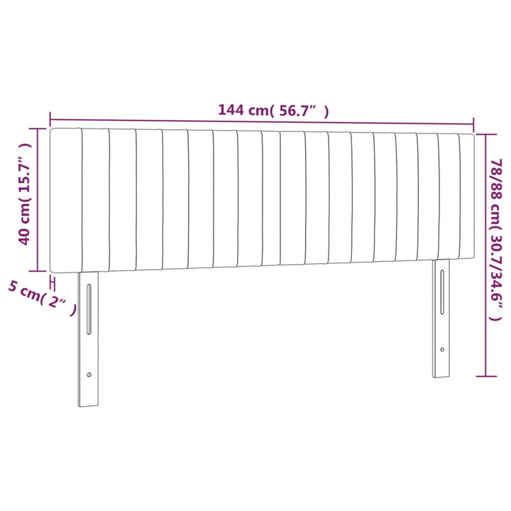 Hoofdbord LED 144x5x78/88 cm stof zwart