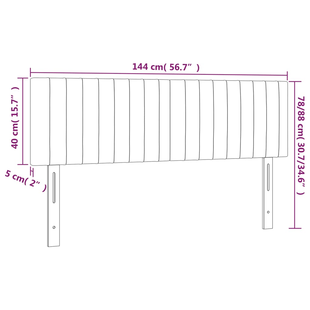 Hoofdbord LED 144x5x78/88 cm stof donkerbruin