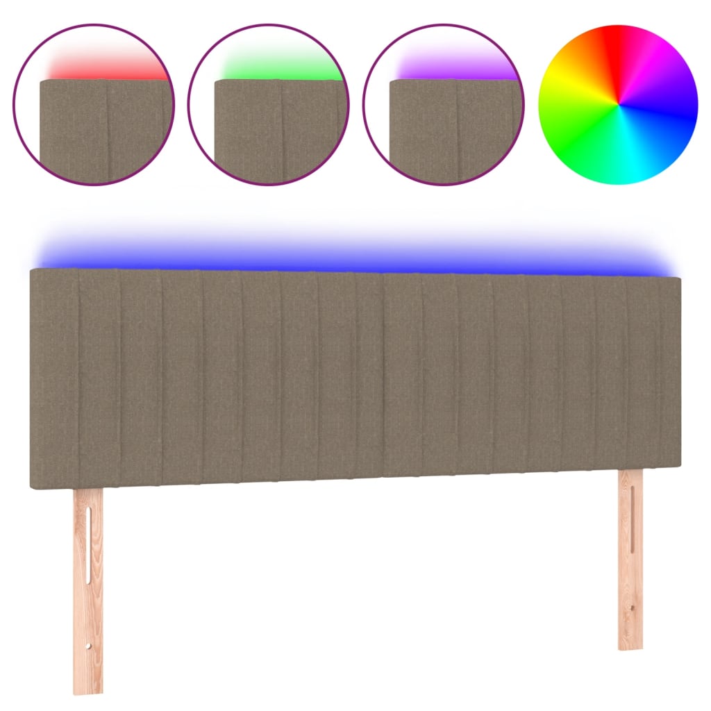 Hoofdbord LED 144x5x78/88 cm stof taupe