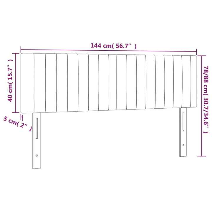 Hoofdbord LED 144x5x78/88 cm stof taupe