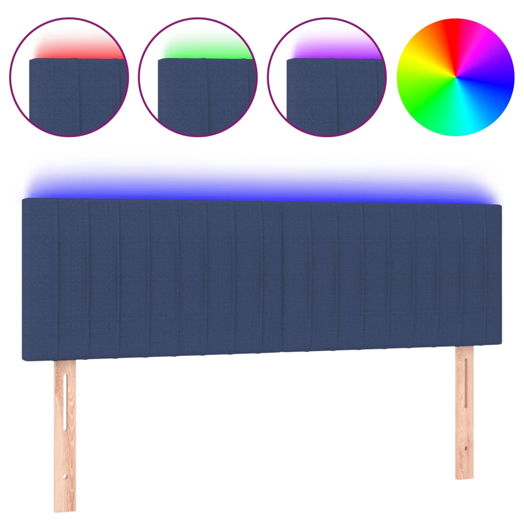 Hoofdbord LED 144x5x78/88 cm stof blauw