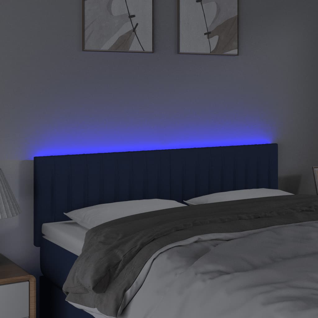 Hoofdbord LED 144x5x78/88 cm stof blauw