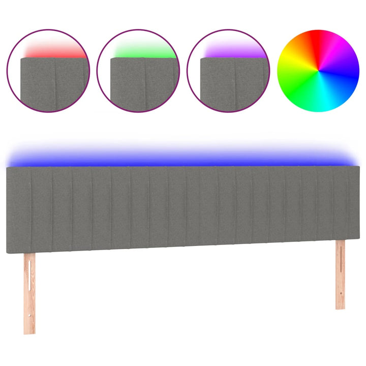 Hoofdbord LED 160x5x78/88 cm stof donkergrijs