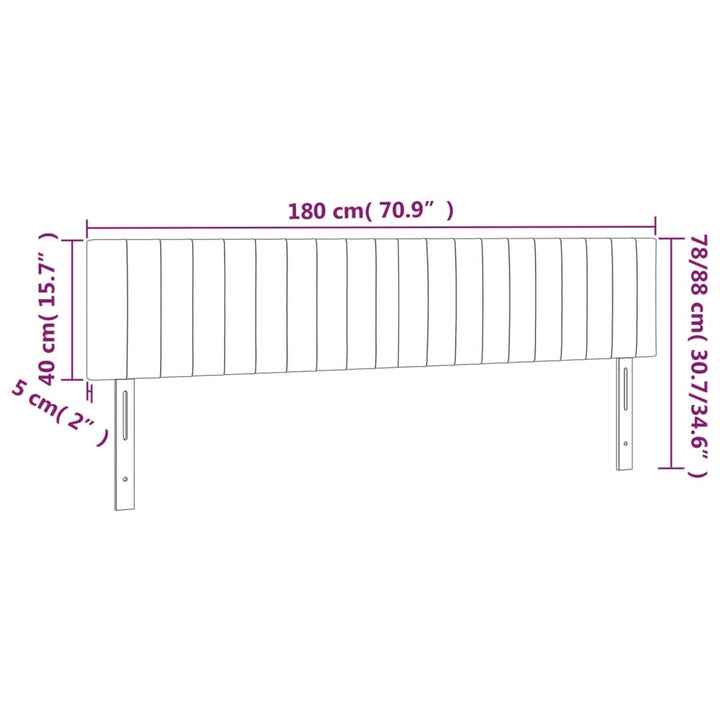 Hoofdbord LED 180x5x78/88 cm stof lichtgrijs