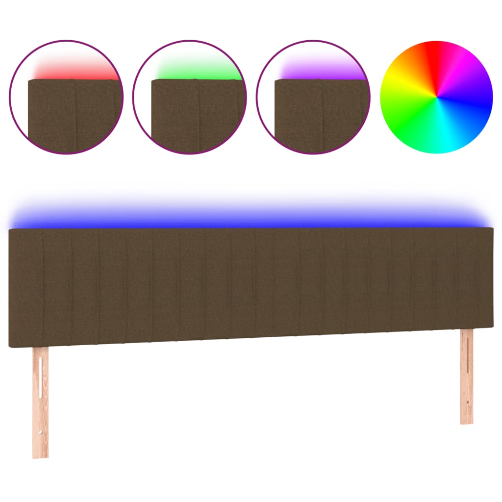 Hoofdbord LED 180x5x78/88 cm stof donkerbruin