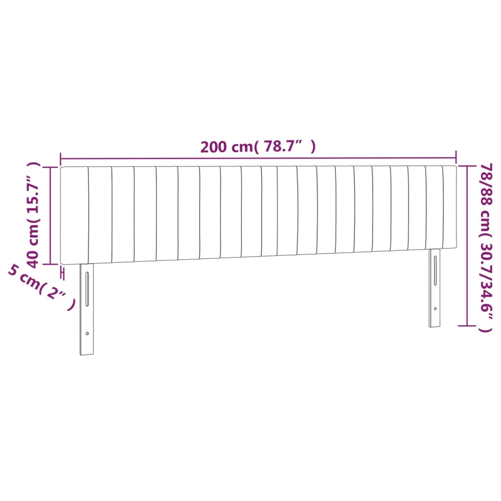 Hoofdbord LED 200x5x78/88 cm stof donkergrijs