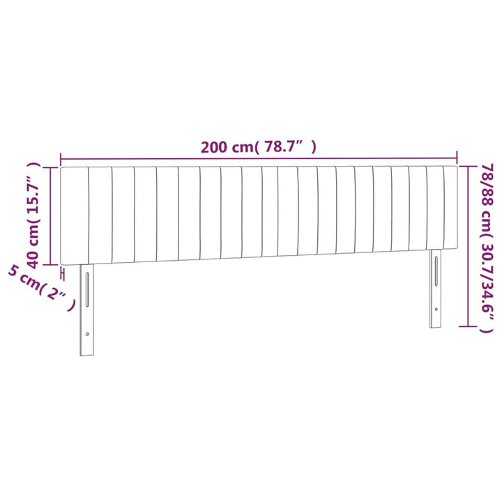 Hoofdbord LED 200x5x78/88 cm stof donkergrijs