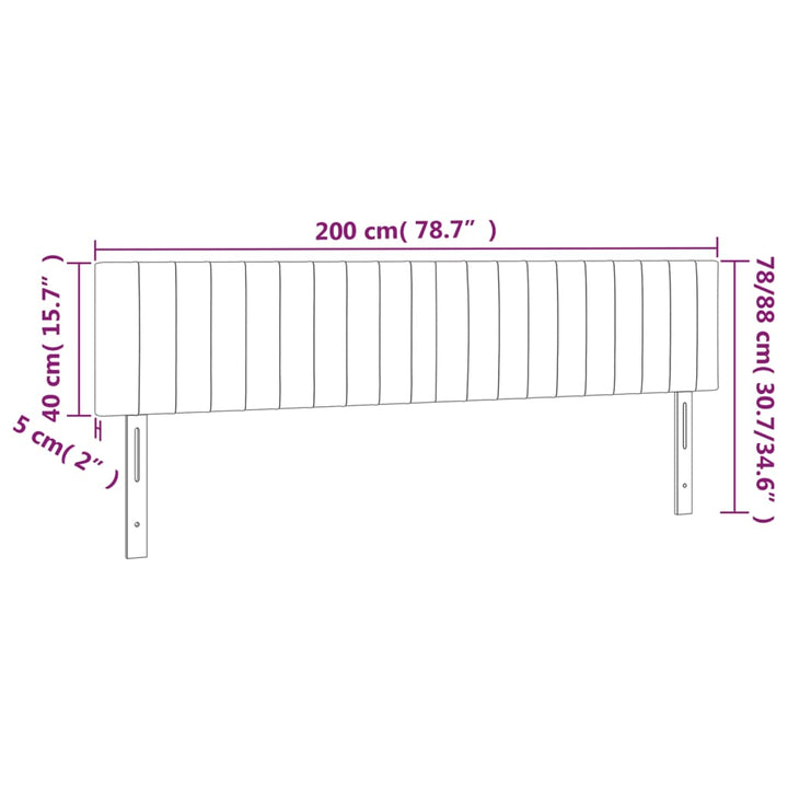 Hoofdbord LED 200x5x78/88 cm stof donkerbruin