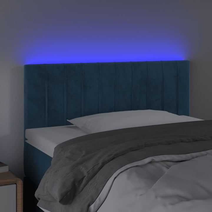 Hoofdbord LED 80x5x78/88 cm fluweel donkerblauw