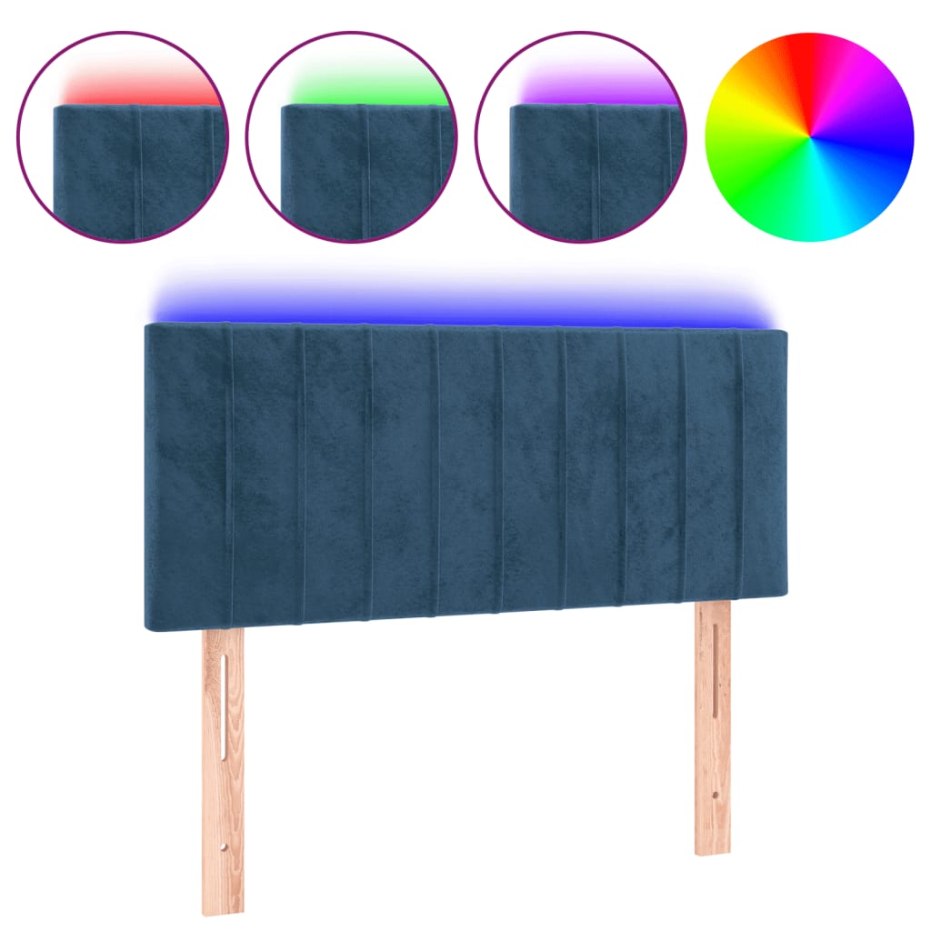 Hoofdbord LED 90x5x78/88 cm fluweel donkerblauw