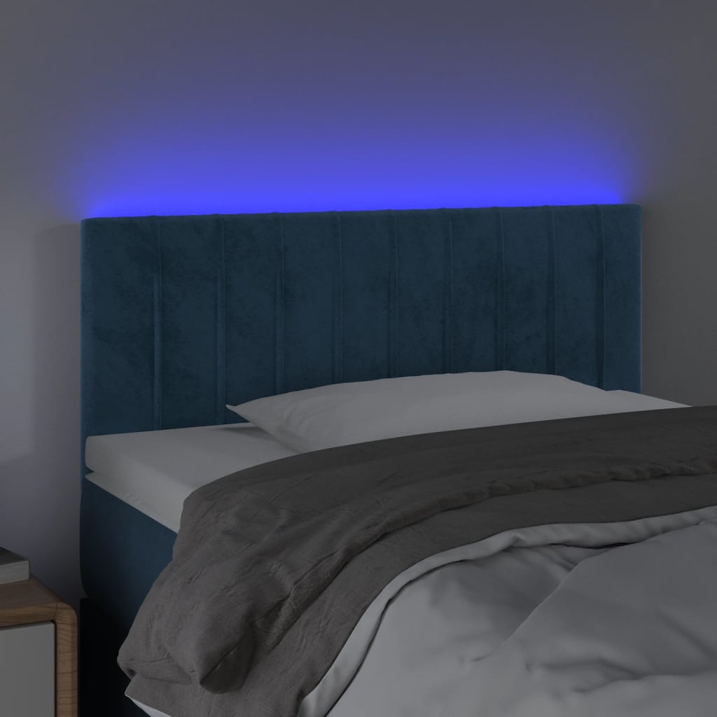 Hoofdbord LED 90x5x78/88 cm fluweel donkerblauw