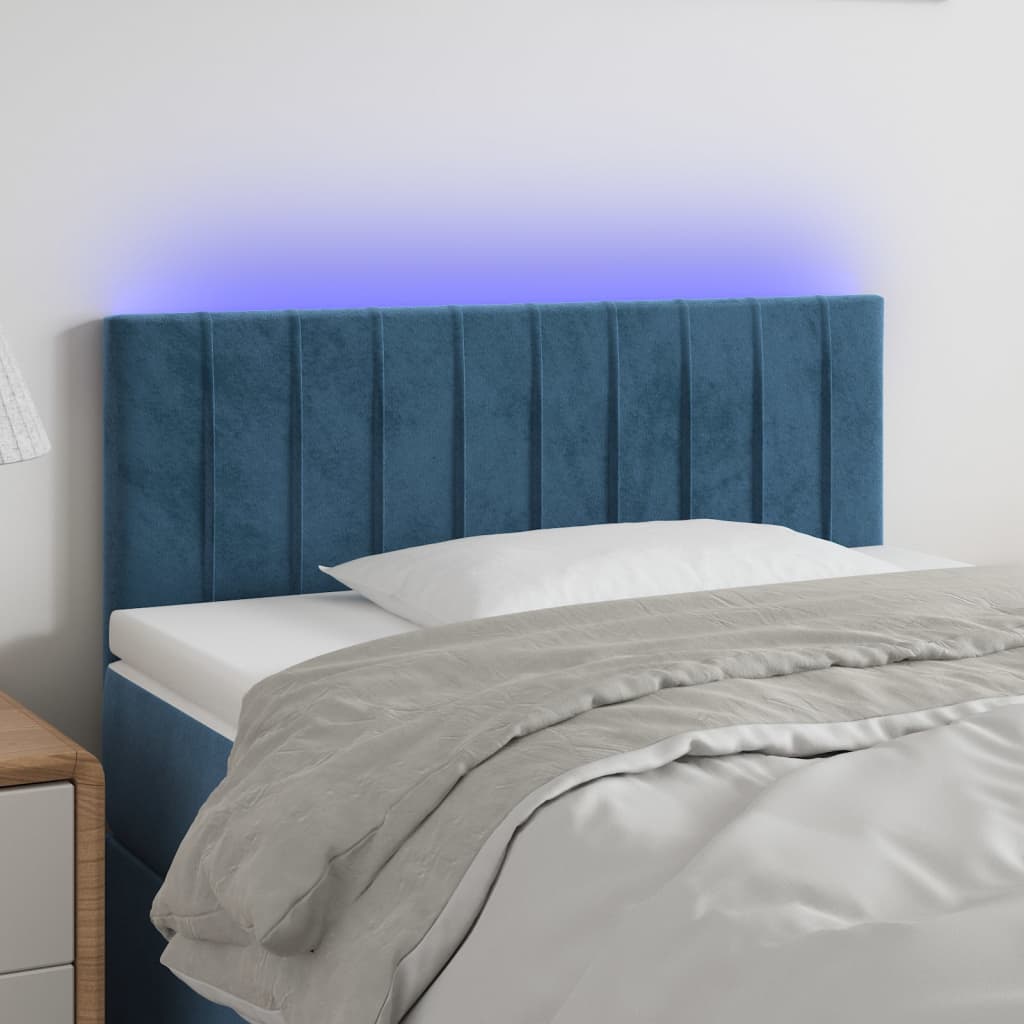 Hoofdbord LED 100x5x78/88 cm fluweel donkerblauw