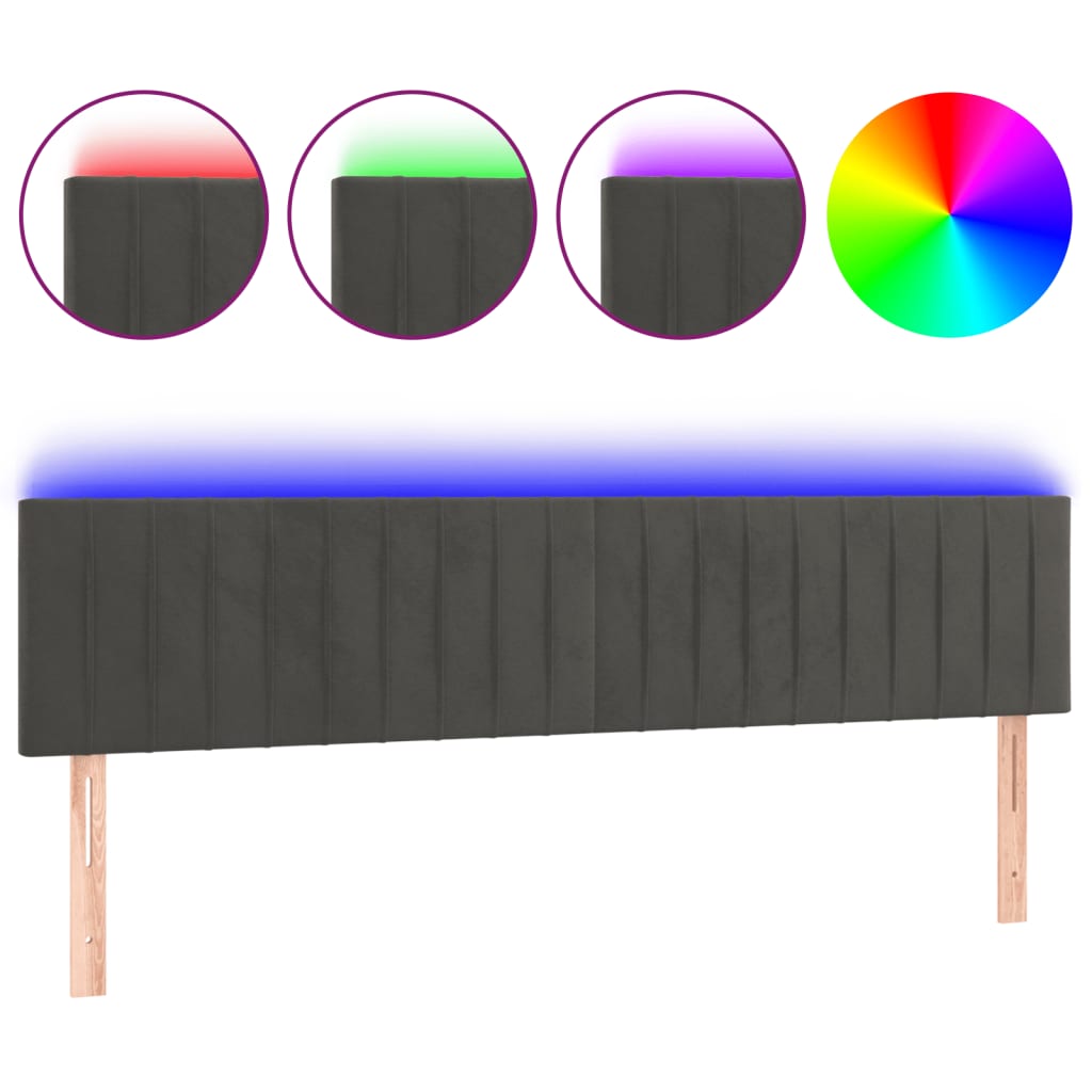 Hoofdbord LED 160x5x78/88 cm fluweel donkergrijs