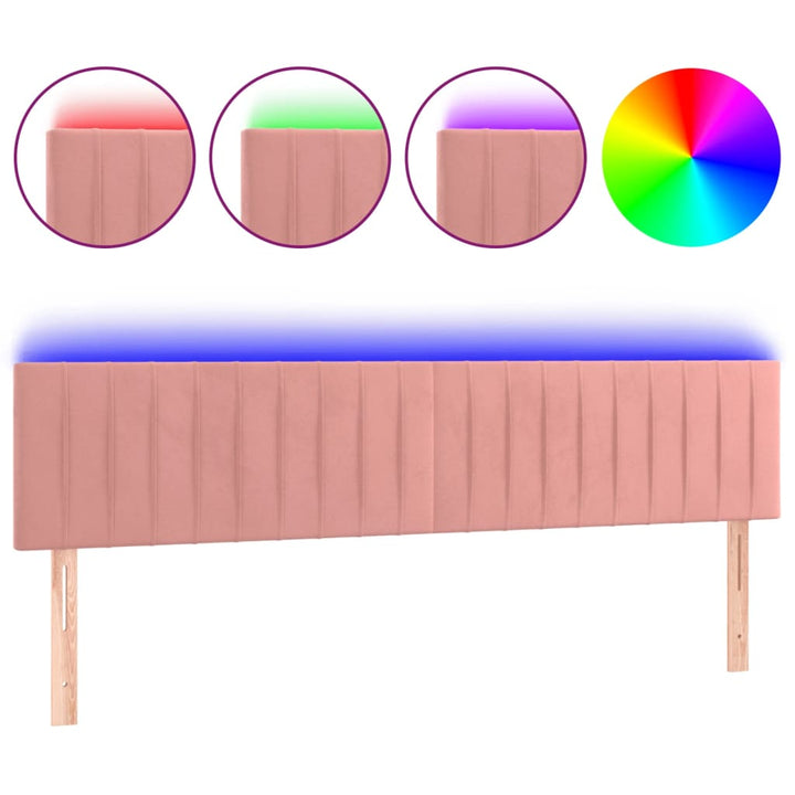 Hoofdbord LED 180x5x78/88 cm fluweel roze