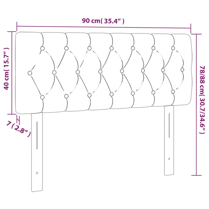 Hoofdbord LED 90x7x78/88 cm stof crèmekleurig