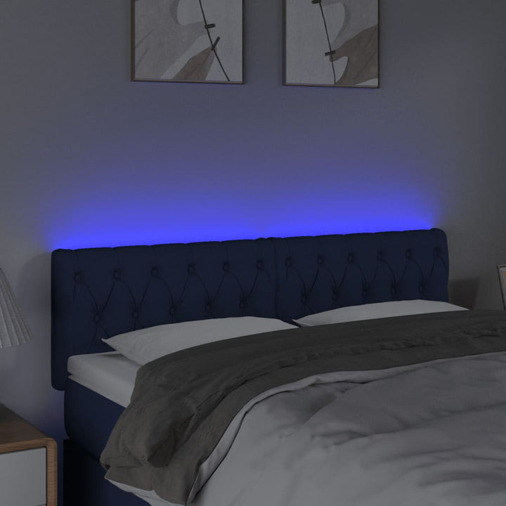 Hoofdbord LED 144x7x78/88 cm stof blauw
