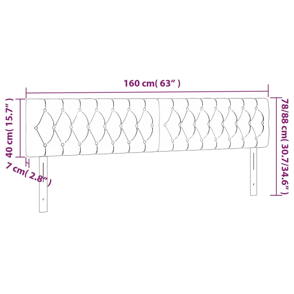 Hoofdbord LED 160x7x78/88 cm stof donkerbruin