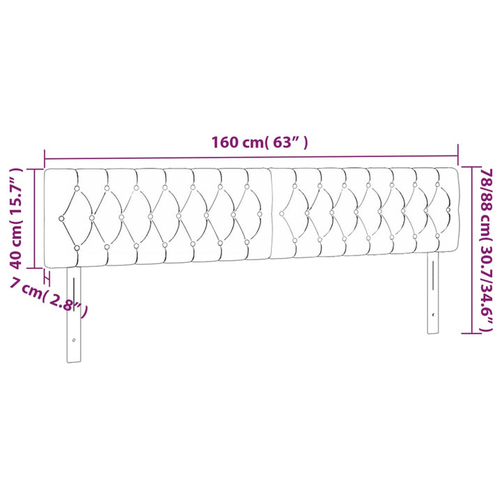 Hoofdbord LED 160x7x78/88 cm stof crèmekleurig