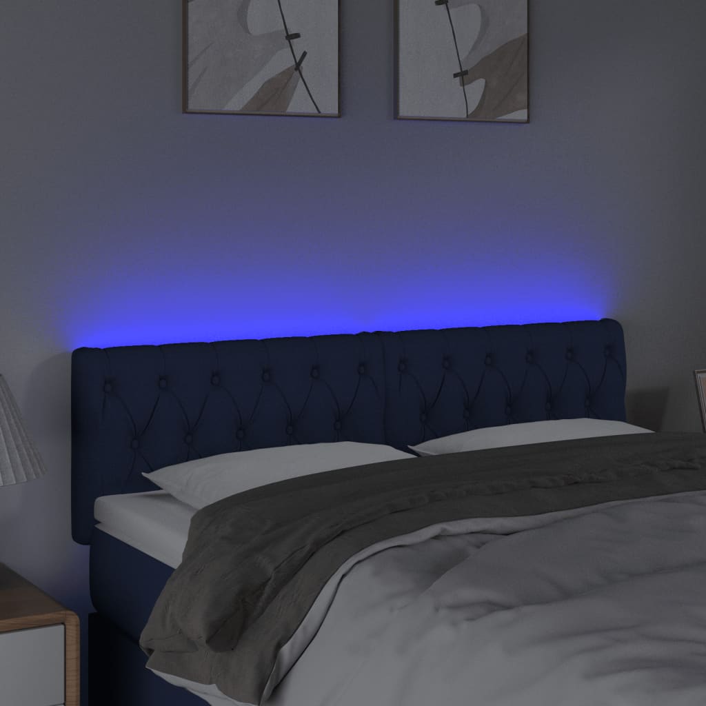 Hoofdbord LED 160x7x78/88 cm stof blauw