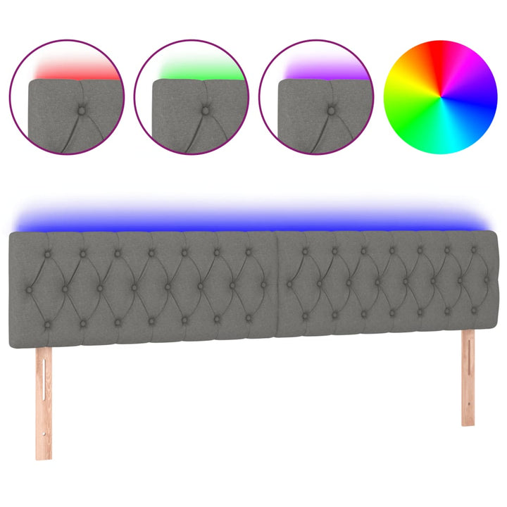 Hoofdbord LED 180x7x78/88 cm stof donkergrijs