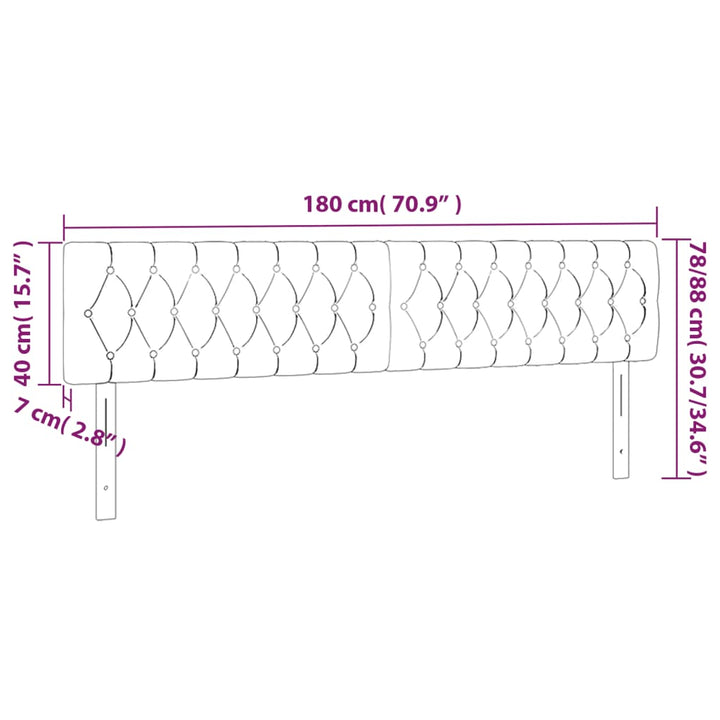 Hoofdbord LED 180x7x78/88 cm stof zwart