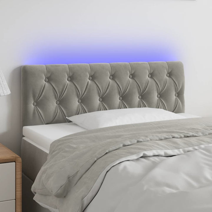 Hoofdbord LED 100x7x78/88 cm fluweel lichtgrijs