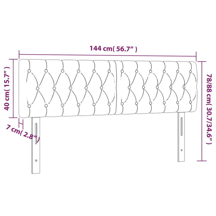 Hoofdbord LED 144x7x78/88 cm fluweel lichtgrijs