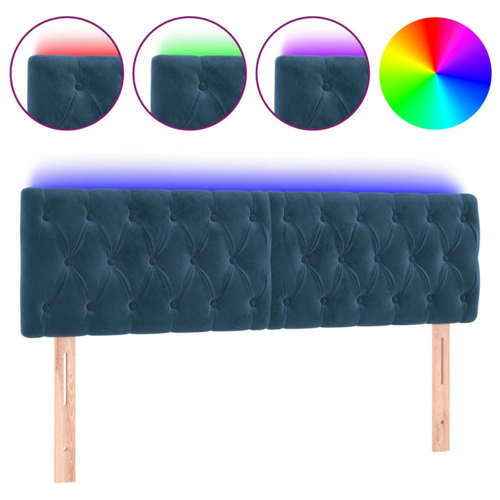 Hoofdbord LED 160x7x78/88 cm fluweel donkerblauw