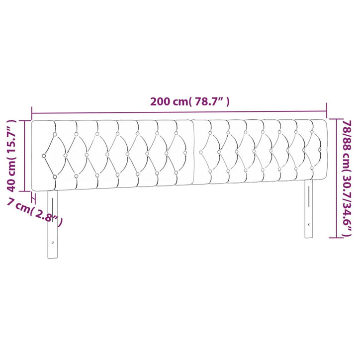 Hoofdbord LED 200x7x78/88 cm fluweel roze