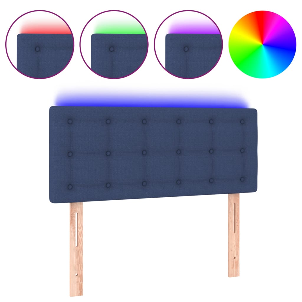 Hoofdbord LED 80x5x78/88 cm stof blauw