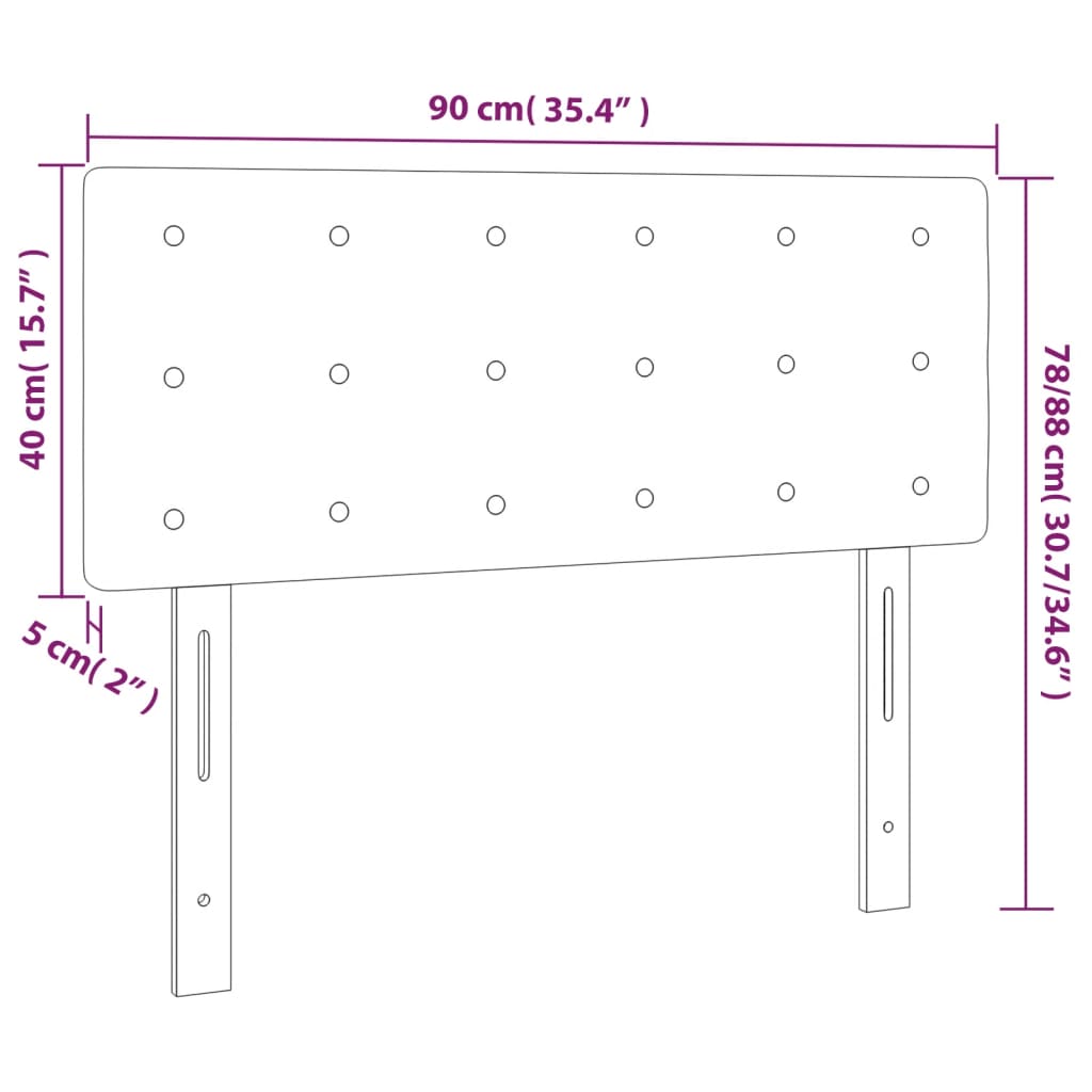 Hoofdbord LED 90x5x78/88 cm stof lichtgrijs