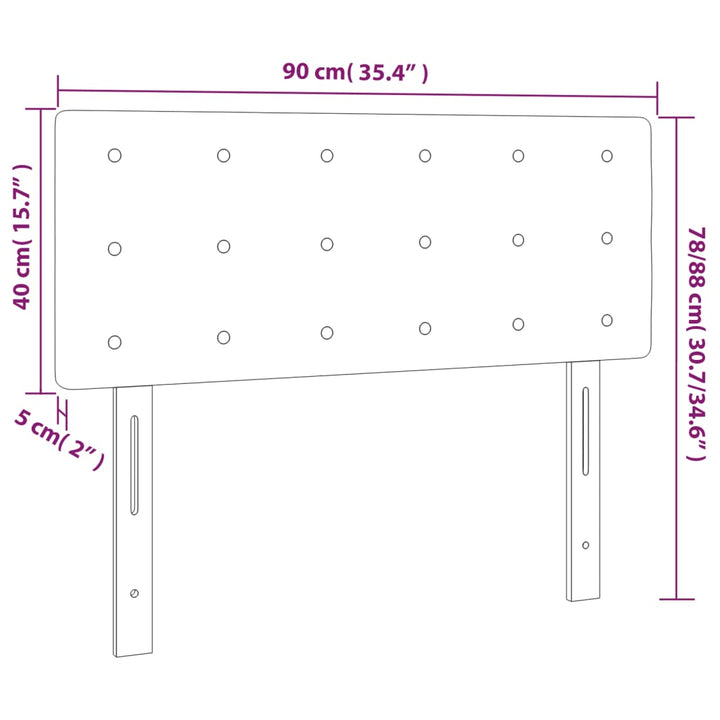 Hoofdbord LED 90x5x78/88 cm stof zwart